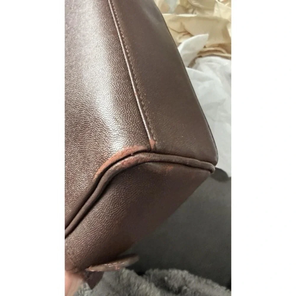 Vintage BURBERRY Hand bag‎ Brown Leather & Suede Authentic Purse With COA